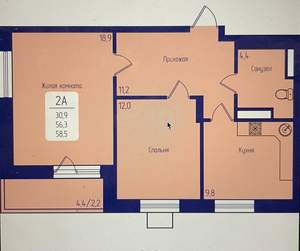 2-к квартира, вторичка, 59м2, 16/24 этаж