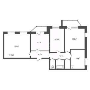 4-к квартира, вторичка, 75м2, 6/9 этаж