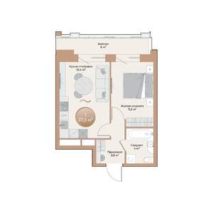 1-к квартира, строящийся дом, 37м2, 5/24 этаж