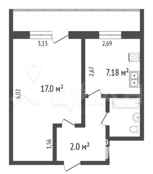 1-к квартира, вторичка, 34м2, 4/9 этаж