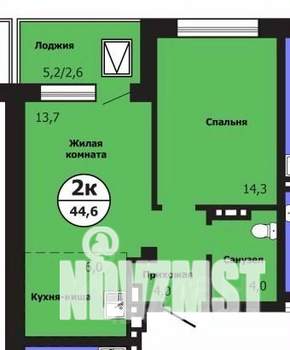 2-к квартира, вторичка, 44м2, 12/19 этаж