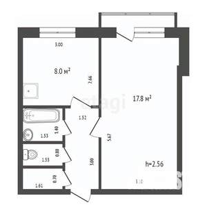 1-к квартира, вторичка, 34м2, 5/5 этаж