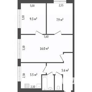 3-к квартира, вторичка, 46м2, 2/9 этаж