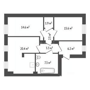 3-к квартира, вторичка, 72м2, 5/5 этаж