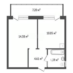 1-к квартира, вторичка, 33м2, 2/9 этаж