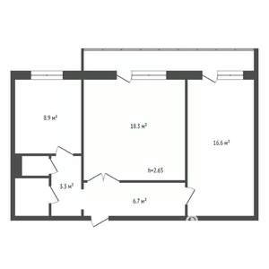 2-к квартира, вторичка, 59м2, 9/10 этаж