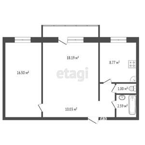 2-к квартира, вторичка, 58м2, 7/14 этаж