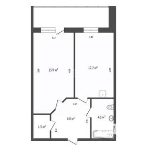 1-к квартира, вторичка, 43м2, 14/16 этаж