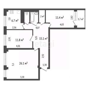 3-к квартира, вторичка, 79м2, 2/9 этаж