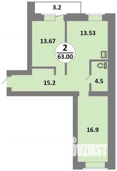 3-к квартира, строящийся дом, 63м2, 5/14 этаж
