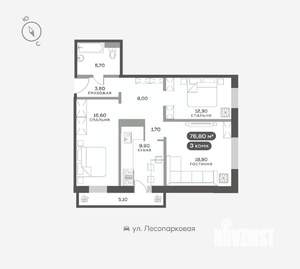 3-к квартира, вторичка, 77м2, 10/17 этаж