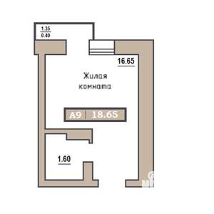 Студия квартира, вторичка, 19м2, 8/9 этаж