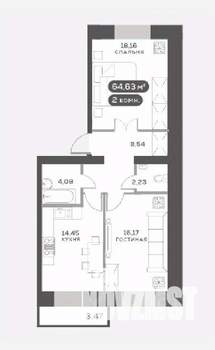 2-к квартира, вторичка, 65м2, 4/15 этаж