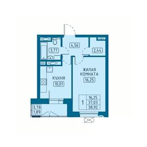 1-к квартира, вторичка, 39м2, 2/20 этаж