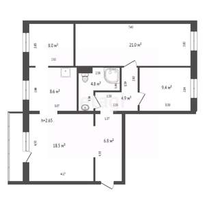 3-к квартира, вторичка, 82м2, 10/10 этаж