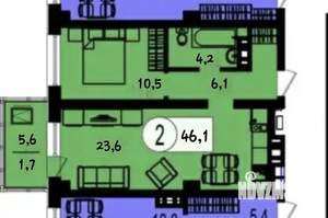 2-к квартира, вторичка, 45м2, 4/25 этаж