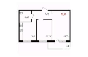 2-к квартира, вторичка, 52м2, 16/18 этаж