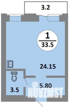 1-к квартира, строящийся дом, 34м2, 2/14 этаж