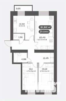 3-к квартира, вторичка, 82м2, 11/15 этаж