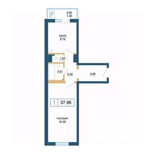 1-к квартира, вторичка, 38м2, 13/17 этаж