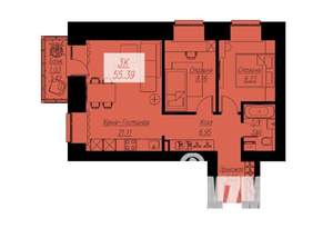 3-к квартира, строящийся дом, 55м2, 3/17 этаж