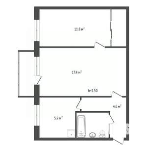 2-к квартира, вторичка, 45м2, 3/5 этаж