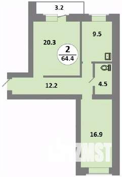 2-к квартира, строящийся дом, 63м2, 9/14 этаж