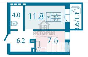 1-к квартира, строящийся дом, 30м2, 9/17 этаж