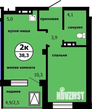 2-к квартира, строящийся дом, 38м2, 9/19 этаж