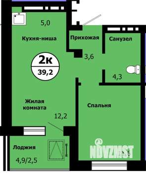 2-к квартира, сданный дом, 38м2, 8/19 этаж