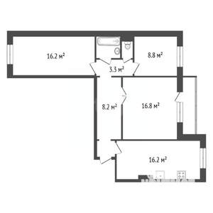 3-к квартира, вторичка, 75м2, 8/10 этаж