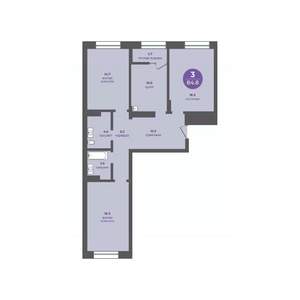 3-к квартира, вторичка, 85м2, 9/24 этаж