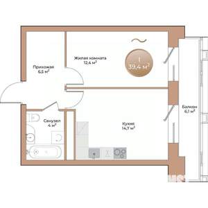 1-к квартира, вторичка, 39м2, 7/24 этаж