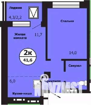 2-к квартира, строящийся дом, 42м2, 16/19 этаж