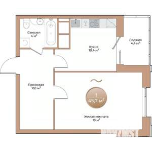 1-к квартира, вторичка, 46м2, 14/24 этаж