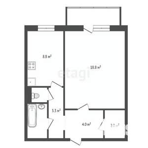 1-к квартира, вторичка, 41м2, 6/10 этаж
