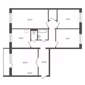 4-к квартира, вторичка, 83м2, 3/10 этаж