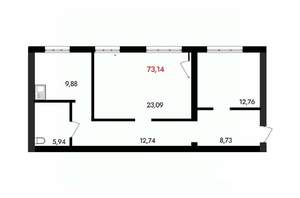 2-к квартира, вторичка, 73м2, 6/18 этаж
