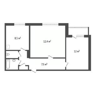 2-к квартира, вторичка, 53м2, 5/5 этаж