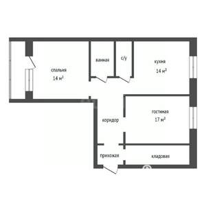 2-к квартира, вторичка, 54м2, 1/9 этаж