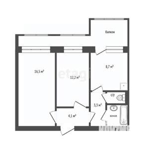 2-к квартира, вторичка, 53м2, 5/9 этаж