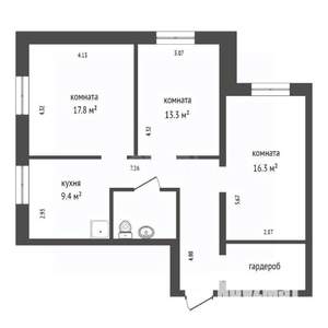 3-к квартира, вторичка, 75м2, 1/16 этаж