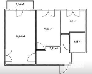 2-к квартира, вторичка, 44м2, 3/5 этаж