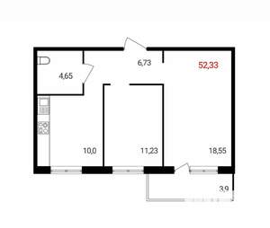 2-к квартира, вторичка, 52м2, 5/15 этаж