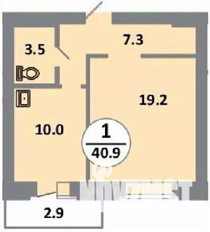 1-к квартира, вторичка, 41м2, 9/14 этаж