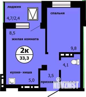 2-к квартира, строящийся дом, 33м2, 11/19 этаж