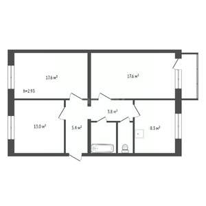 3-к квартира, вторичка, 70м2, 4/4 этаж