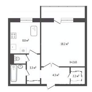 1-к квартира, вторичка, 42м2, 6/10 этаж