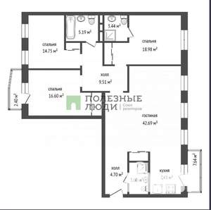 4-к квартира, вторичка, 127м2, 3/9 этаж