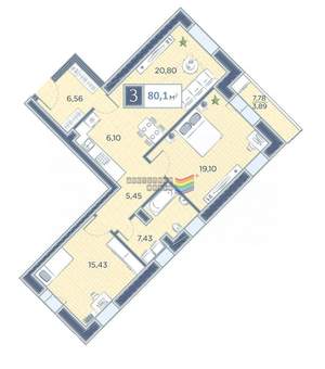 3-к квартира, вторичка, 80м2, 5/8 этаж